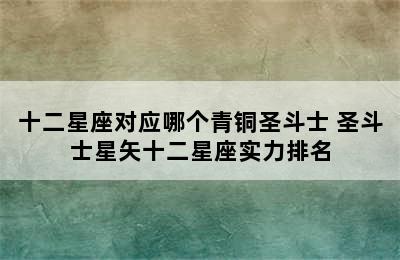 十二星座对应哪个青铜圣斗士 圣斗士星矢十二星座实力排名